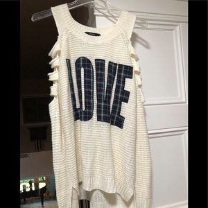 Forever 21 open sleeved LOVE sweater Sz Small